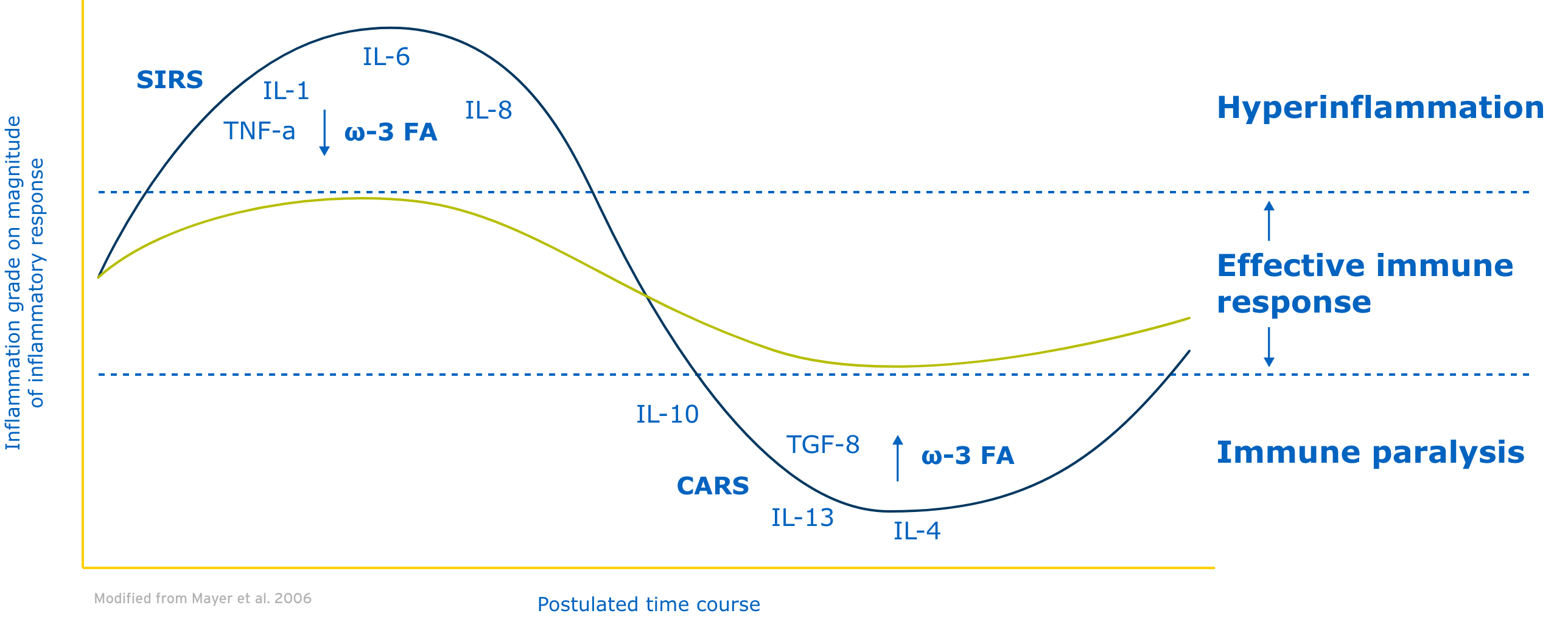 Inflammation grade by postulated time graph